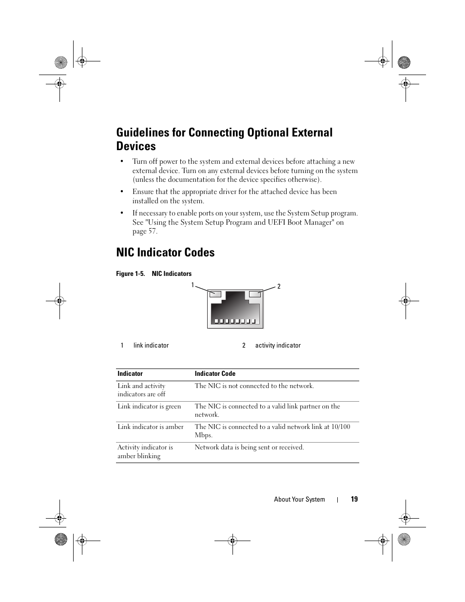 Nic indicator codes | Dell PowerEdge R410 User Manual | Page 19 / 190