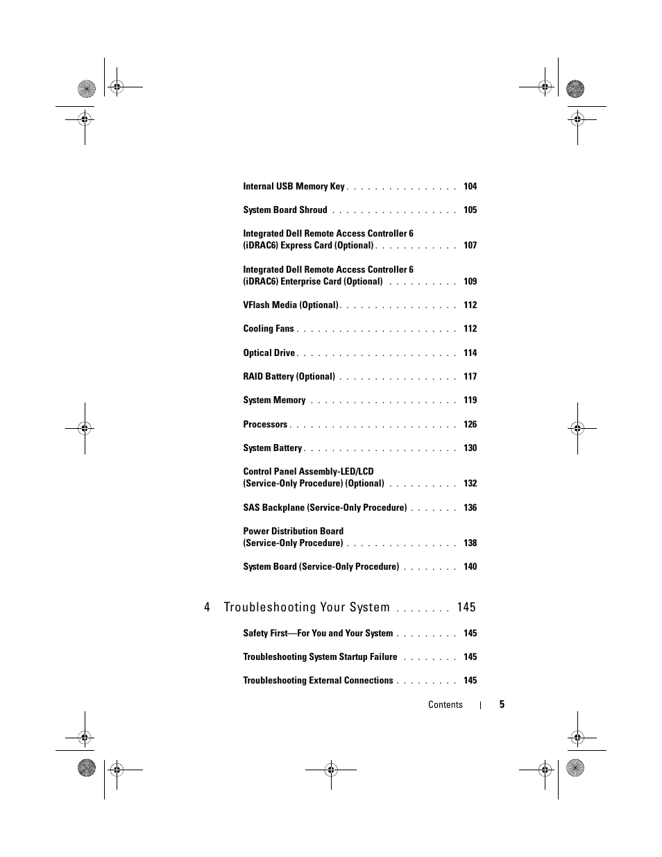 4troubleshooting your system | Dell PowerEdge R410 User Manual | Page 5 / 190