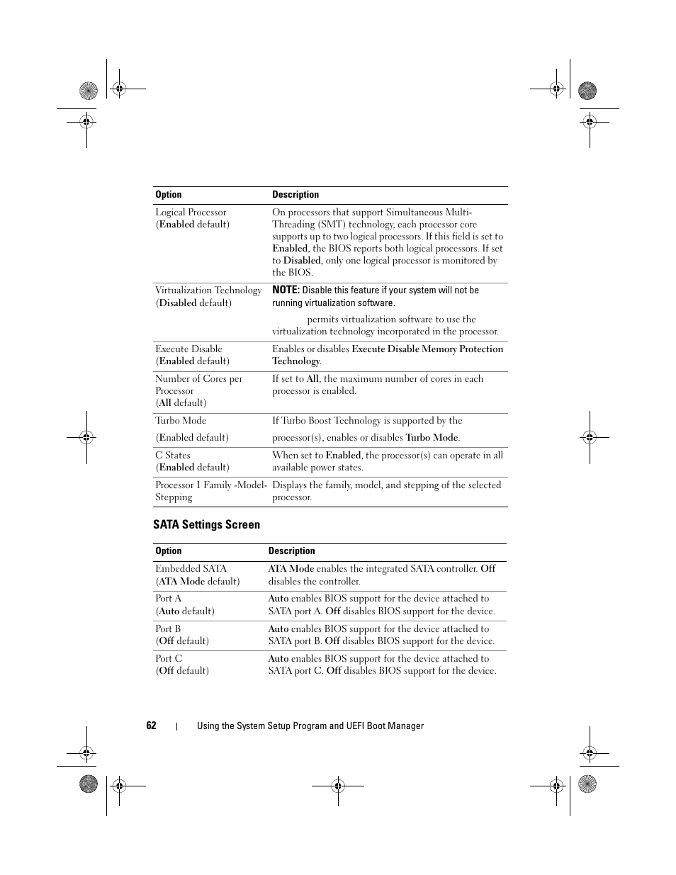Sata settings screen | Dell PowerEdge R410 User Manual | Page 62 / 190