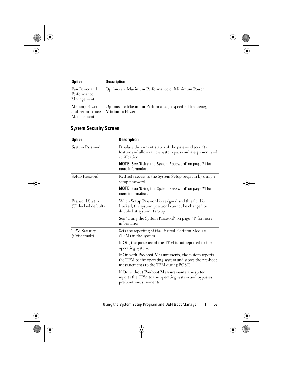 System security screen | Dell PowerEdge R410 User Manual | Page 67 / 190