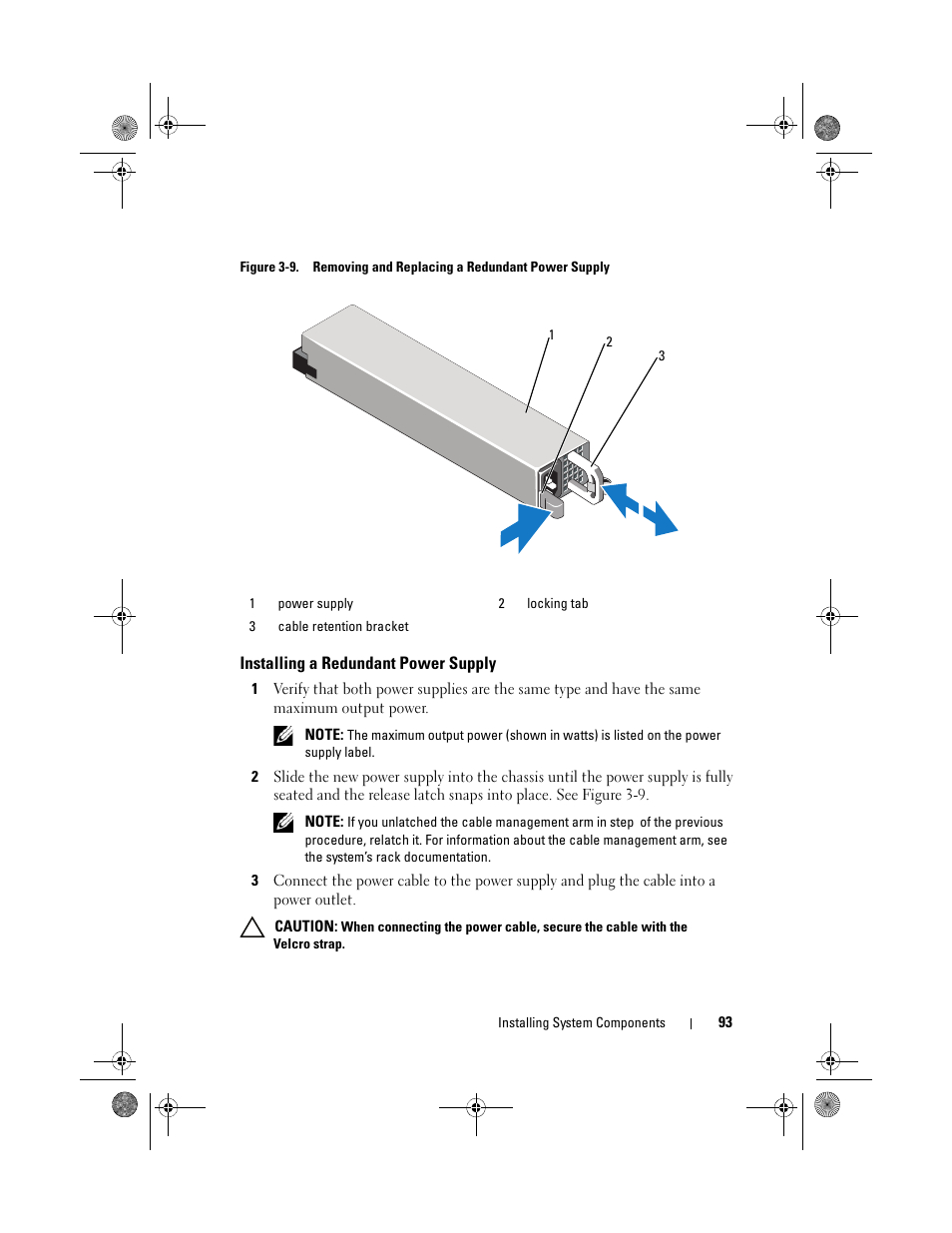 Installing a redundant power supply | Dell PowerEdge R410 User Manual | Page 93 / 190