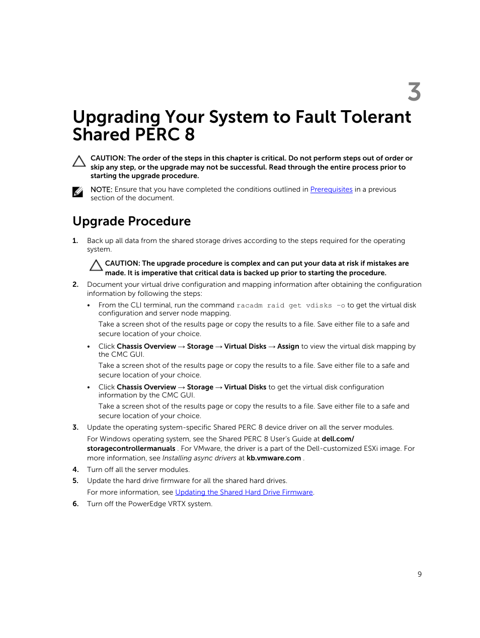 Upgrade procedure | Dell PowerEdge VRTX User Manual | Page 9 / 28