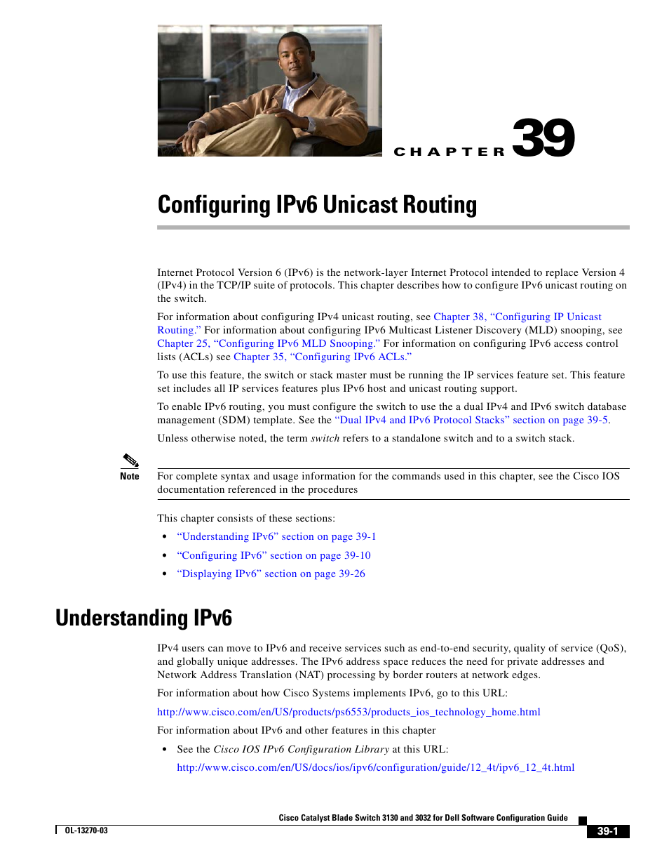 Configuring ipv6 unicast routing, Understanding ipv6, C h a p t e r | Chapter 39, “configuring ipv6 unicast routing, Chapter 39, “configuring ipv6, Unicast routing, G, see | Dell POWEREDGE M1000E User Manual | Page 1001 / 1316