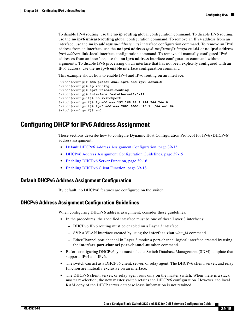 Configuring dhcp for ipv6 address assignment, Default dhcpv6 address assignment configuration, Dhcpv6 address assignment configuration guidelines | Dell POWEREDGE M1000E User Manual | Page 1015 / 1316