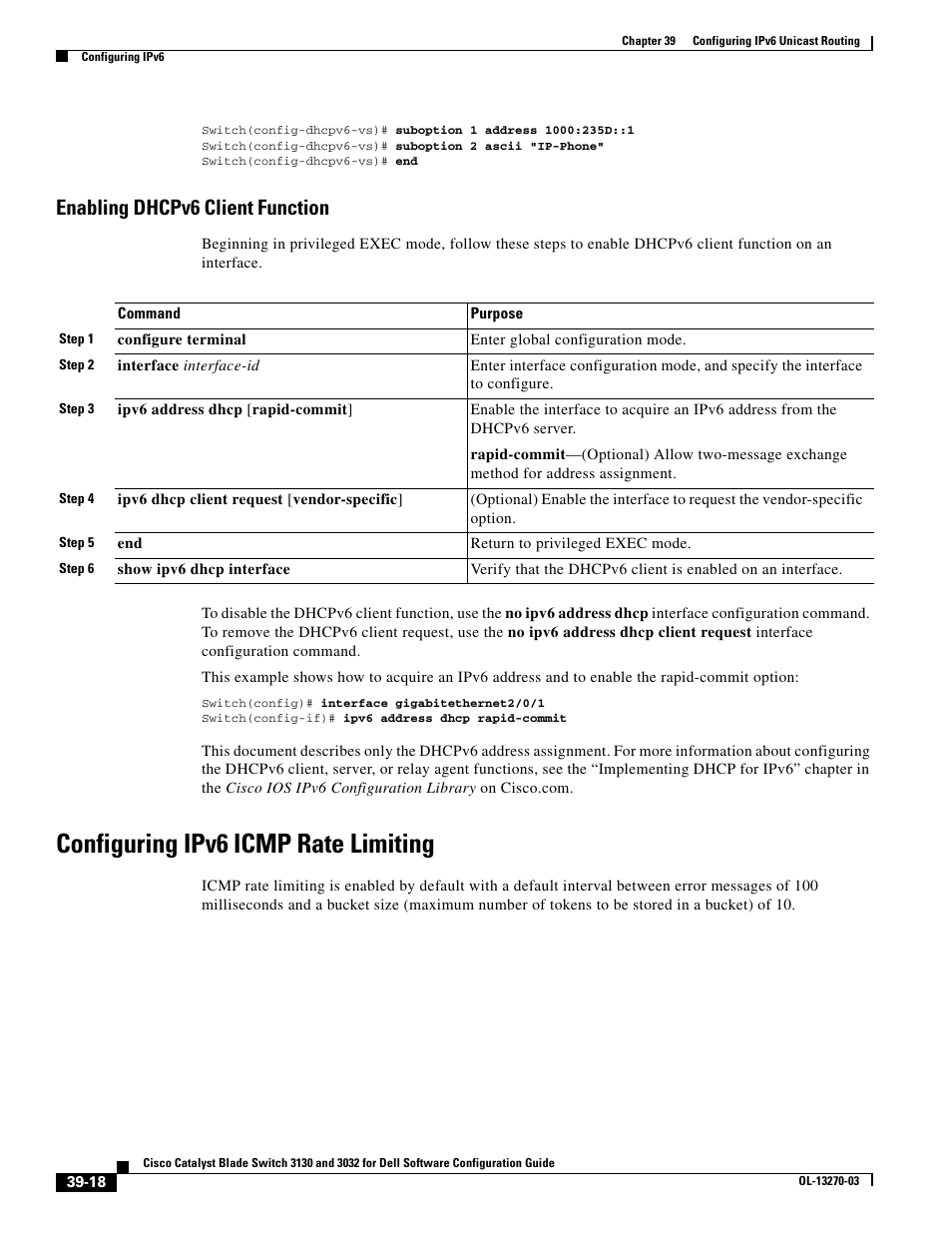 Enabling dhcpv6 client function, Configuring ipv6 icmp rate limiting | Dell POWEREDGE M1000E User Manual | Page 1018 / 1316