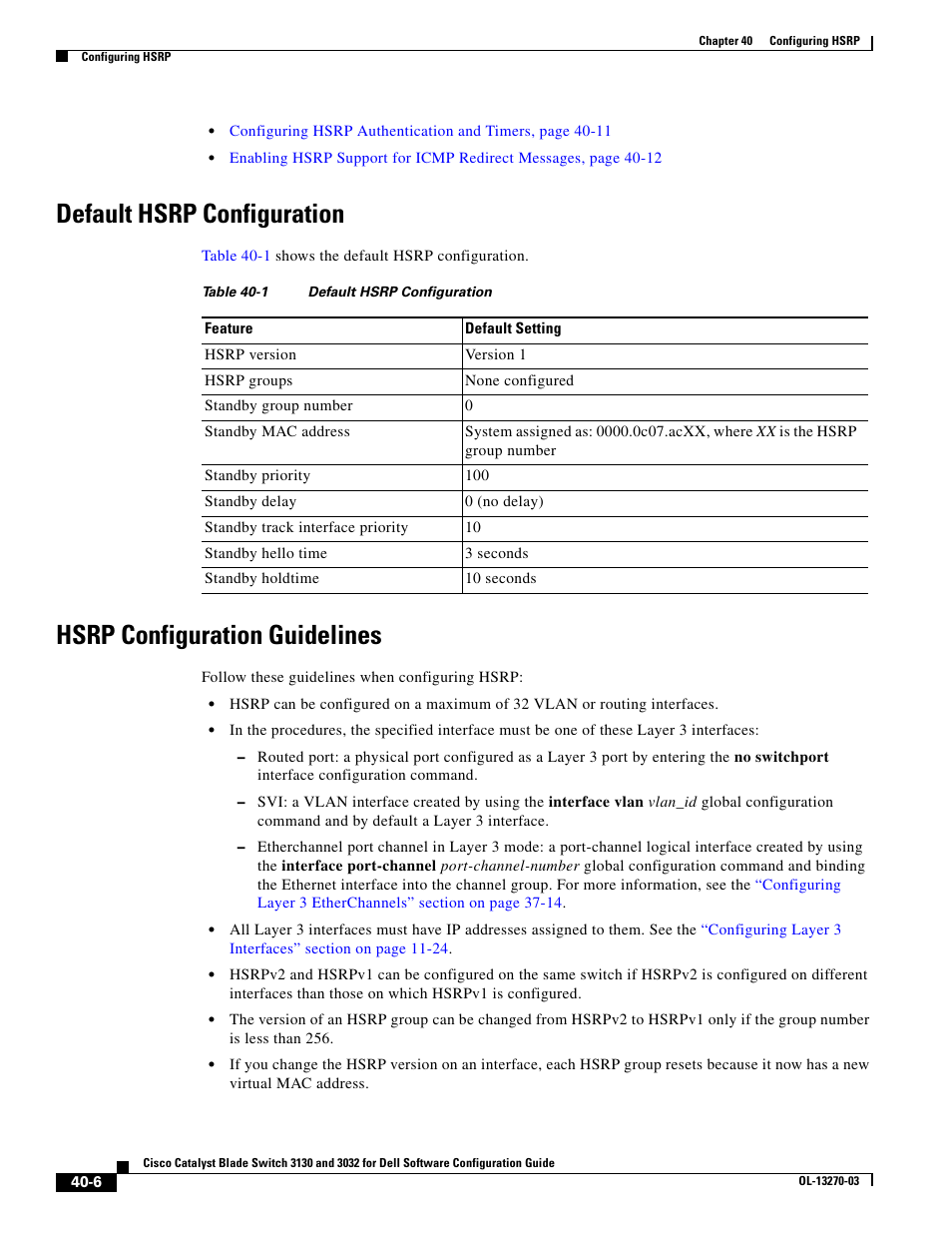 Default hsrp configuration, Hsrp configuration guidelines | Dell POWEREDGE M1000E User Manual | Page 1036 / 1316