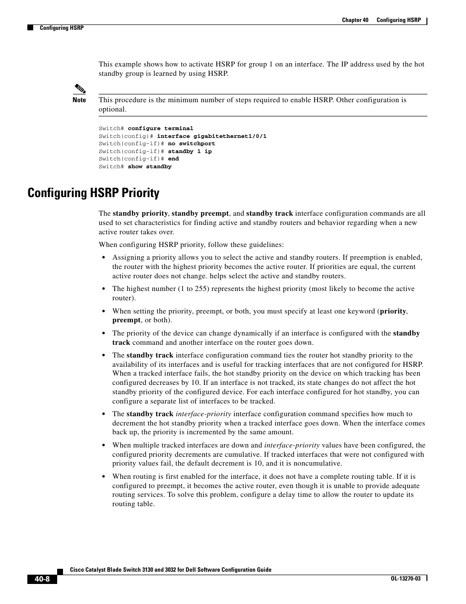 Configuring hsrp priority | Dell POWEREDGE M1000E User Manual | Page 1038 / 1316