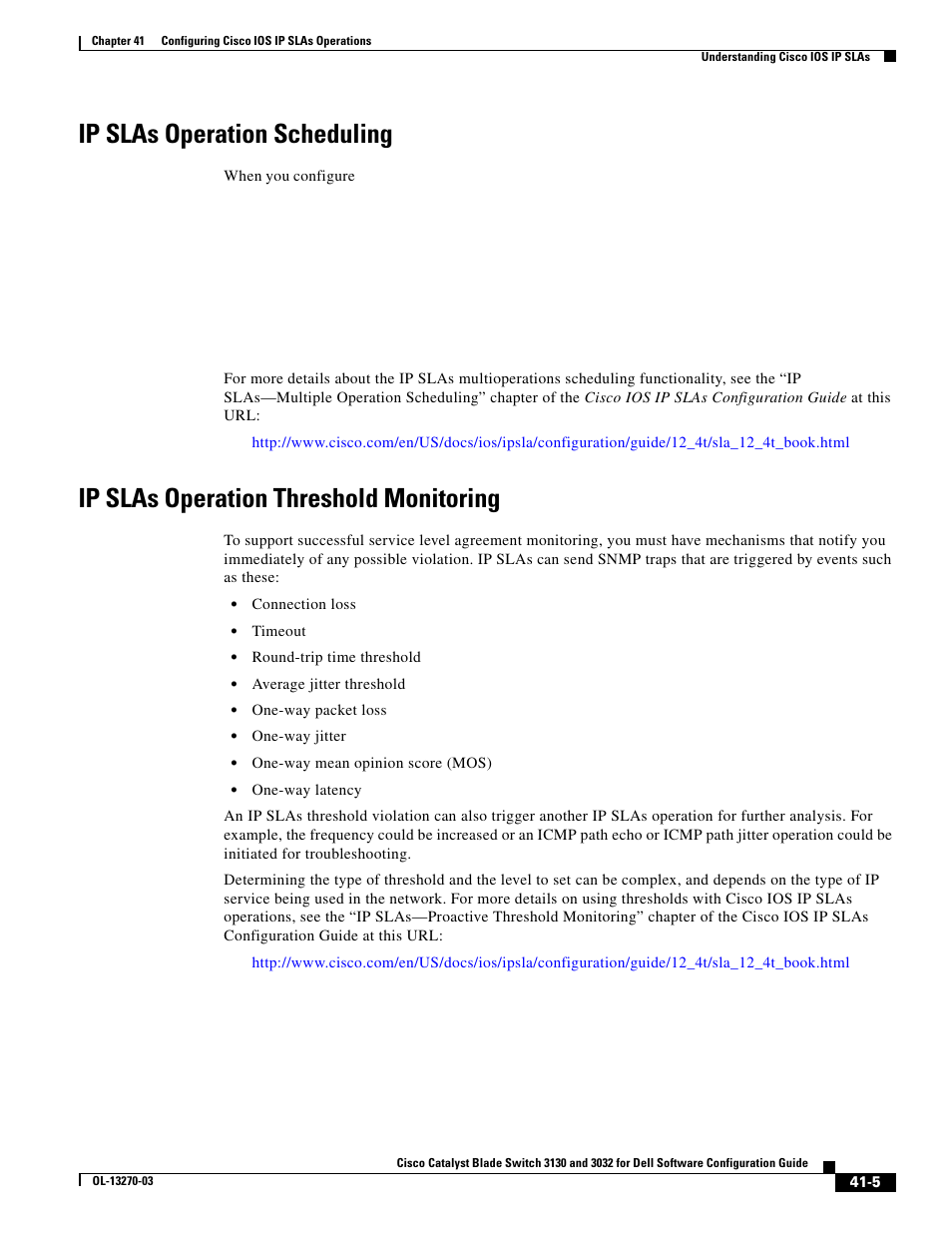 Ip slas operation scheduling, Ip slas operation threshold monitoring | Dell POWEREDGE M1000E User Manual | Page 1049 / 1316