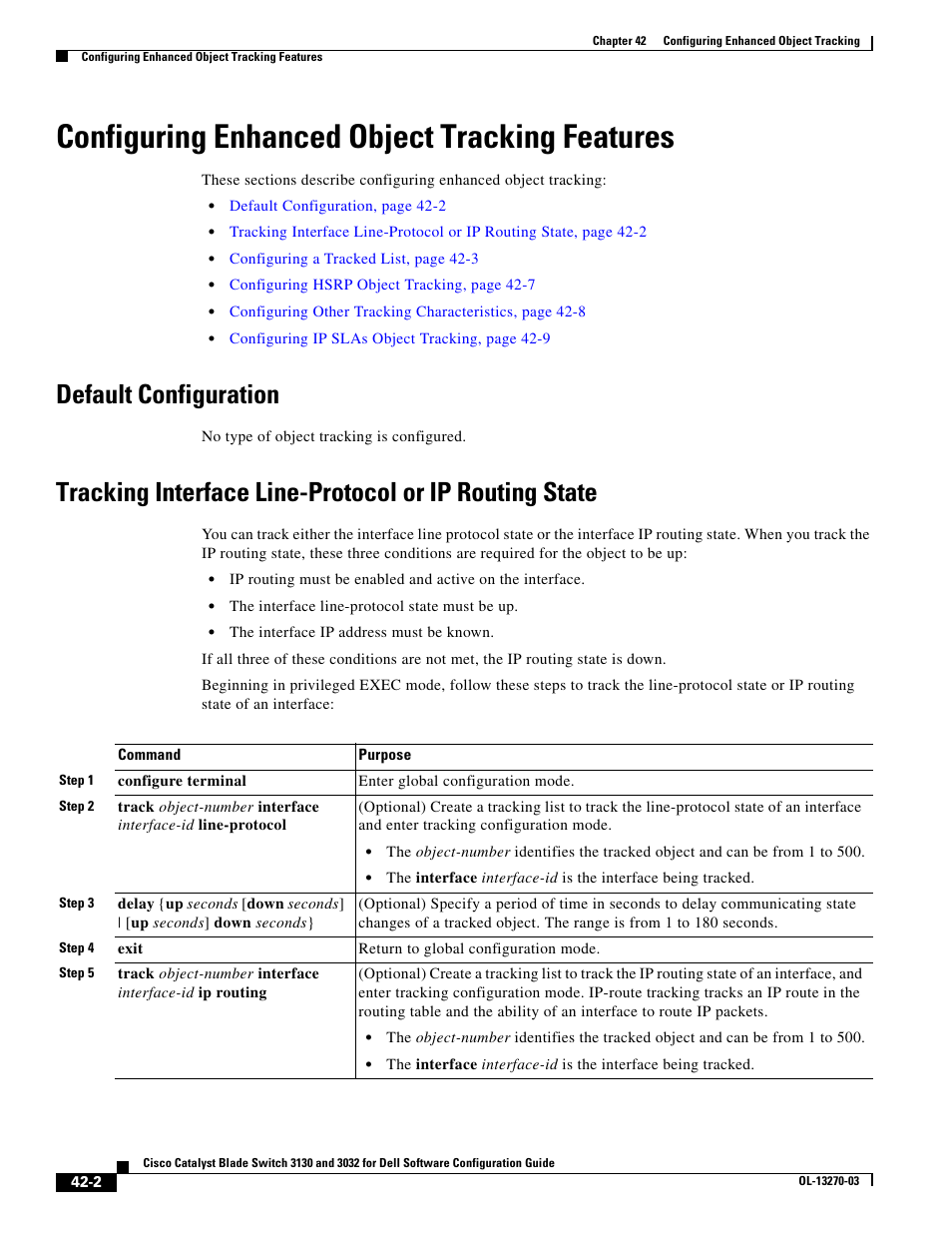 Configuring enhanced object tracking features, Default configuration | Dell POWEREDGE M1000E User Manual | Page 1060 / 1316