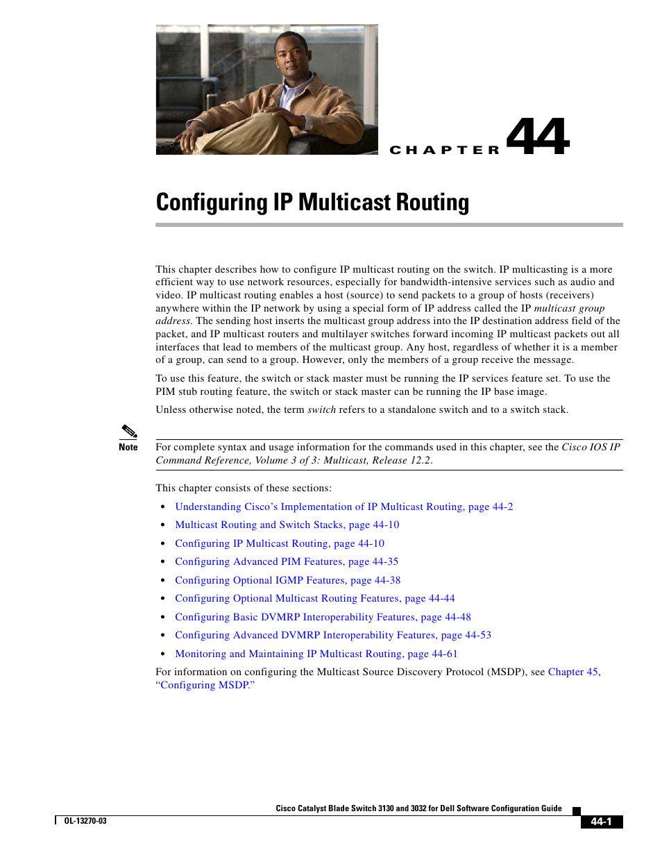 Configuring ip multicast routing, C h a p t e r, Chapter 44 | Chapter 44, “configuring ip multicast routing, Chapter 44, “configuring ip multicast, Routing | Dell POWEREDGE M1000E User Manual | Page 1079 / 1316