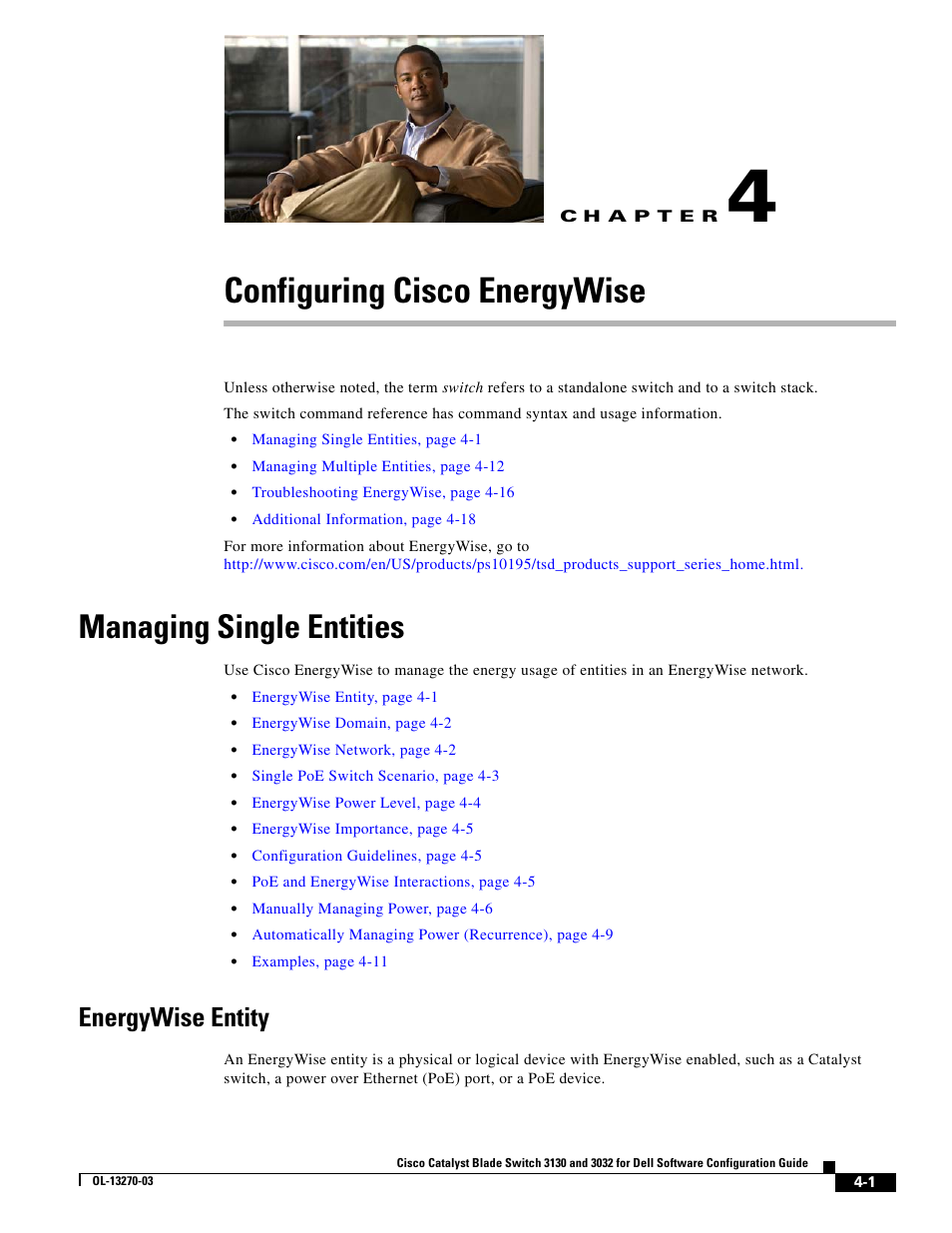 Configuring cisco energywise, Managing single entities, Energywise entity | C h a p t e r | Dell POWEREDGE M1000E User Manual | Page 109 / 1316