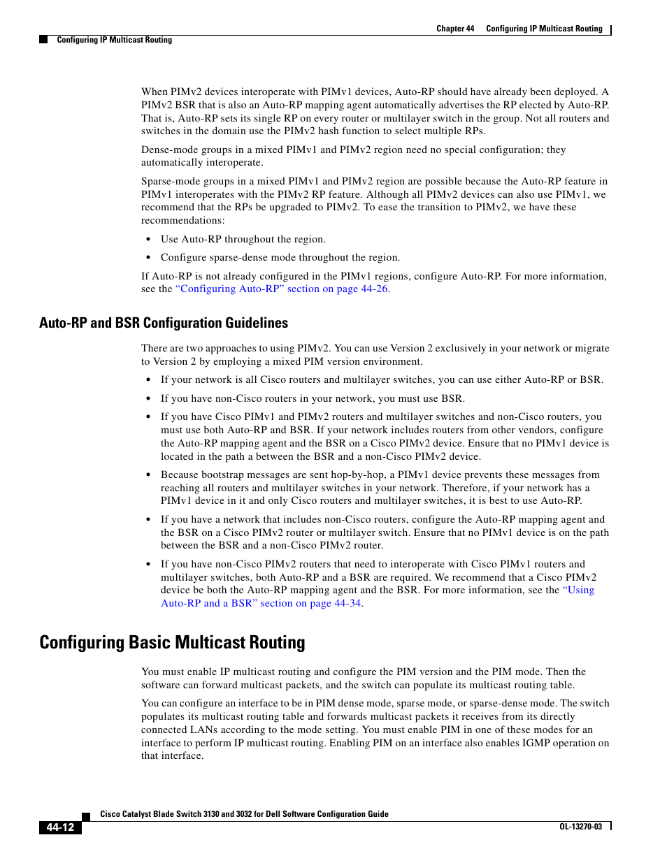 Auto-rp and bsr configuration guidelines, Configuring basic multicast routing | Dell POWEREDGE M1000E User Manual | Page 1090 / 1316