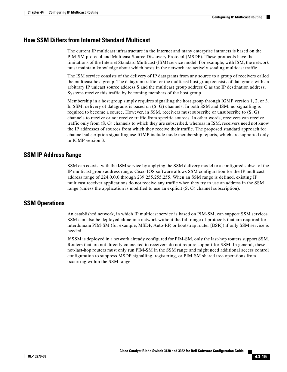 How ssm differs from internet standard multicast, Ssm ip address range, Ssm operations | Dell POWEREDGE M1000E User Manual | Page 1093 / 1316