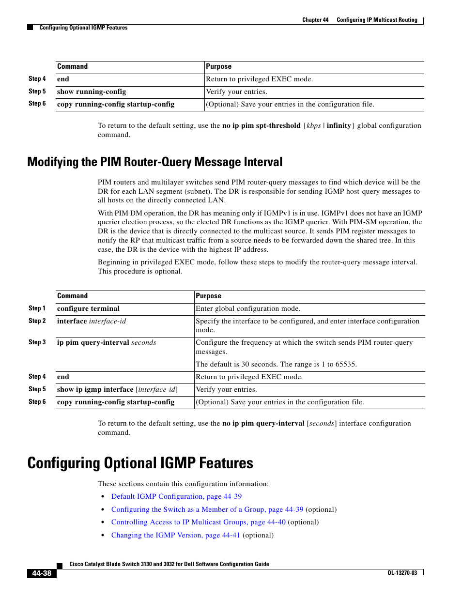 Modifying the pim router-query message interval, Configuring optional igmp features | Dell POWEREDGE M1000E User Manual | Page 1116 / 1316