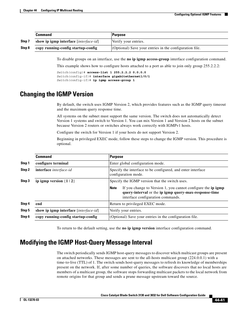 Changing the igmp version, Modifying the igmp host-query message interval | Dell POWEREDGE M1000E User Manual | Page 1119 / 1316