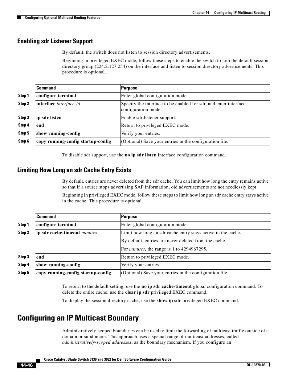 Enabling sdr listener support, Limiting how long an sdr cache entry exists, Configuring an ip multicast boundary | Dell POWEREDGE M1000E User Manual | Page 1124 / 1316