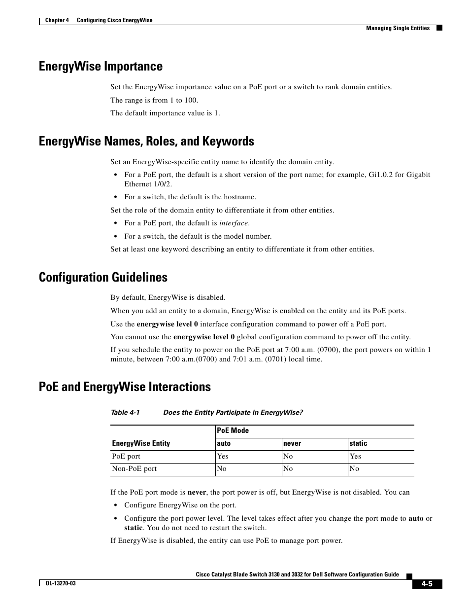 Energywise importance, Energywise names, roles, and keywords, Configuration guidelines | Poe and energywise interactions | Dell POWEREDGE M1000E User Manual | Page 113 / 1316