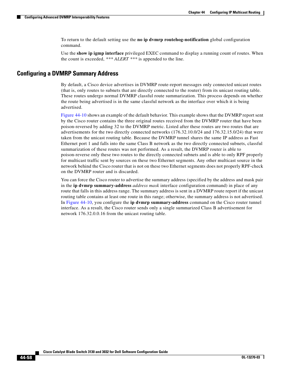 Configuring a dvmrp summary address | Dell POWEREDGE M1000E User Manual | Page 1136 / 1316