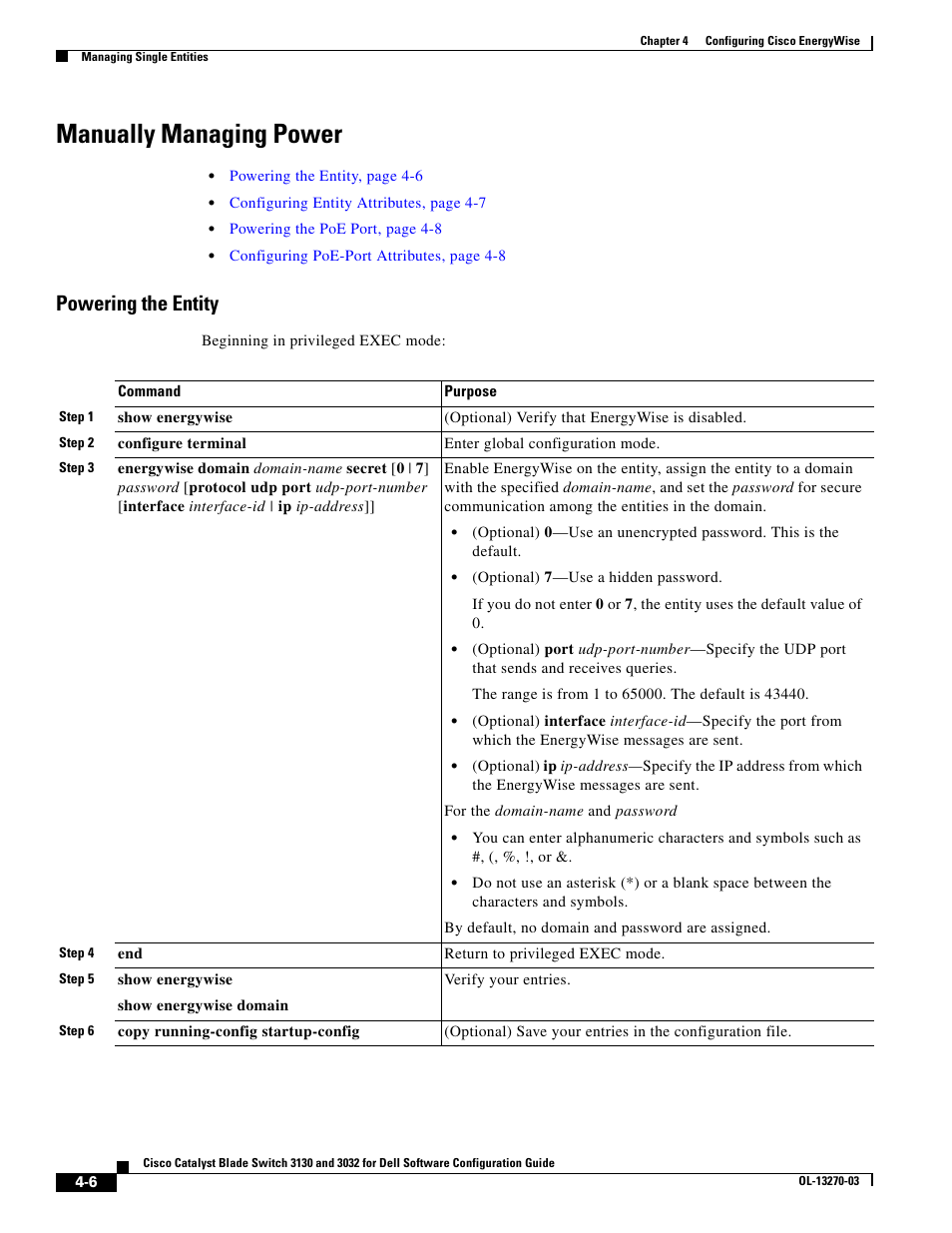 Manually managing power, Powering the entity | Dell POWEREDGE M1000E User Manual | Page 114 / 1316