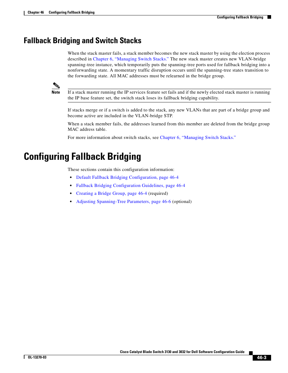 Fallback bridging and switch stacks, Configuring fallback bridging | Dell POWEREDGE M1000E User Manual | Page 1163 / 1316