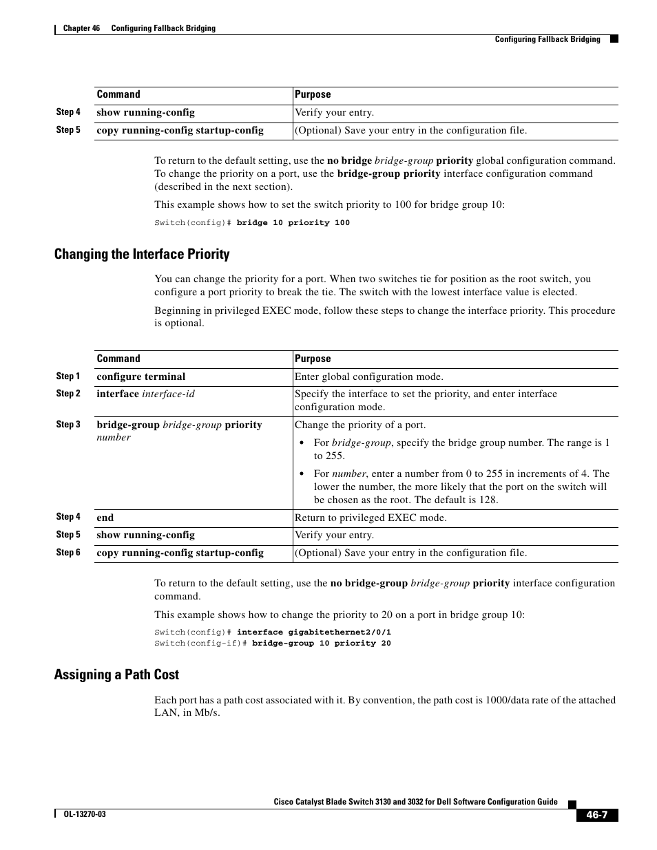 Changing the interface priority, Assigning a path cost | Dell POWEREDGE M1000E User Manual | Page 1167 / 1316