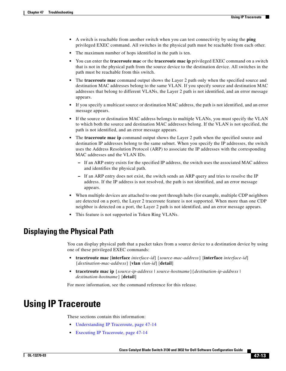 Displaying the physical path, Using ip traceroute | Dell POWEREDGE M1000E User Manual | Page 1185 / 1316