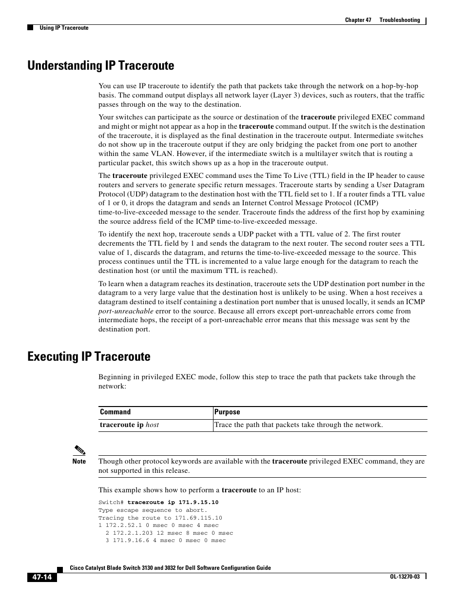 Understanding ip traceroute, Executing ip traceroute | Dell POWEREDGE M1000E User Manual | Page 1186 / 1316