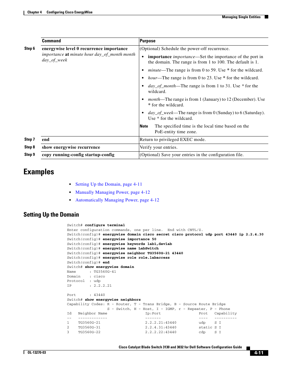 Examples, Setting up the domain | Dell POWEREDGE M1000E User Manual | Page 119 / 1316