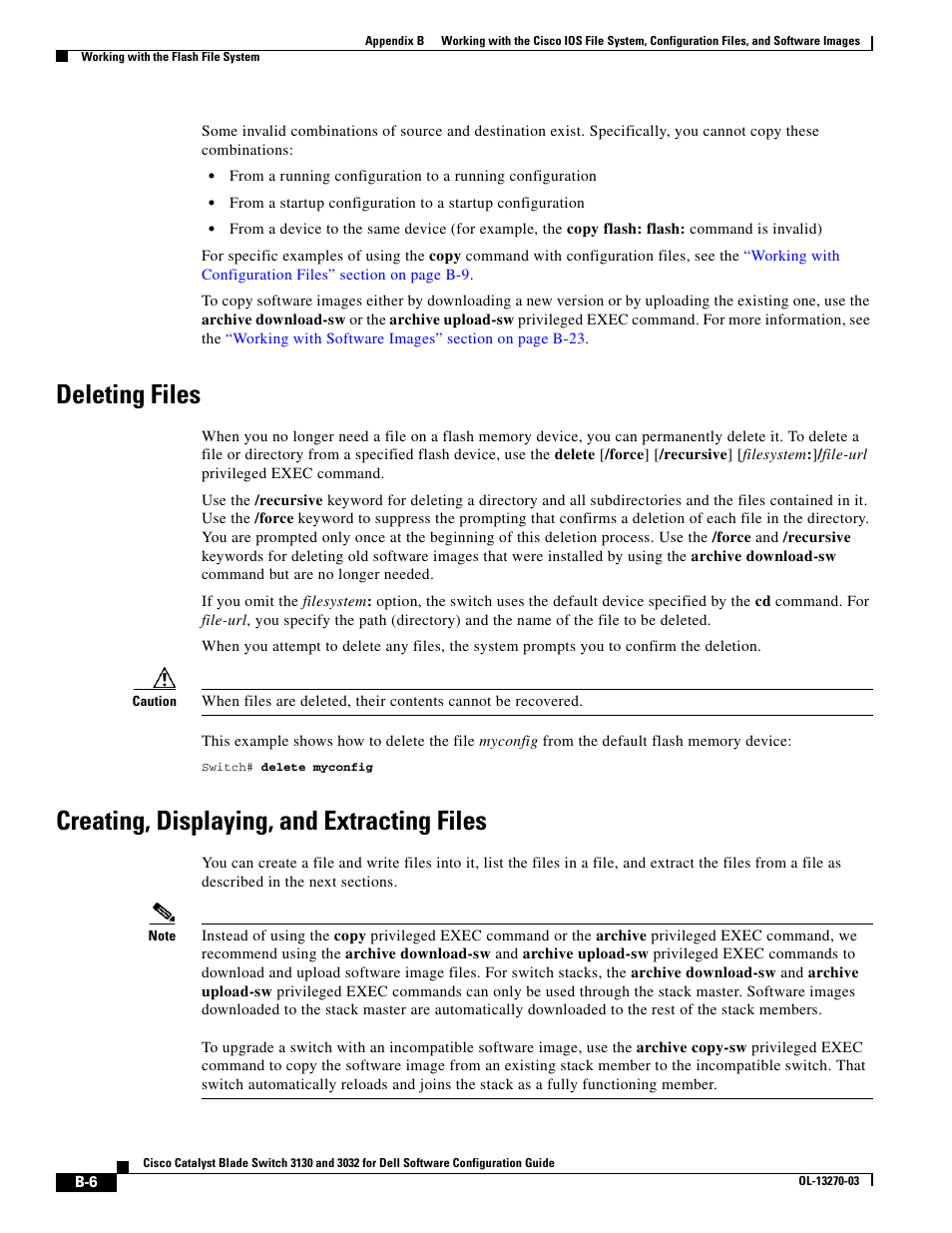 Deleting files, Creating, displaying, and extracting files | Dell POWEREDGE M1000E User Manual | Page 1212 / 1316