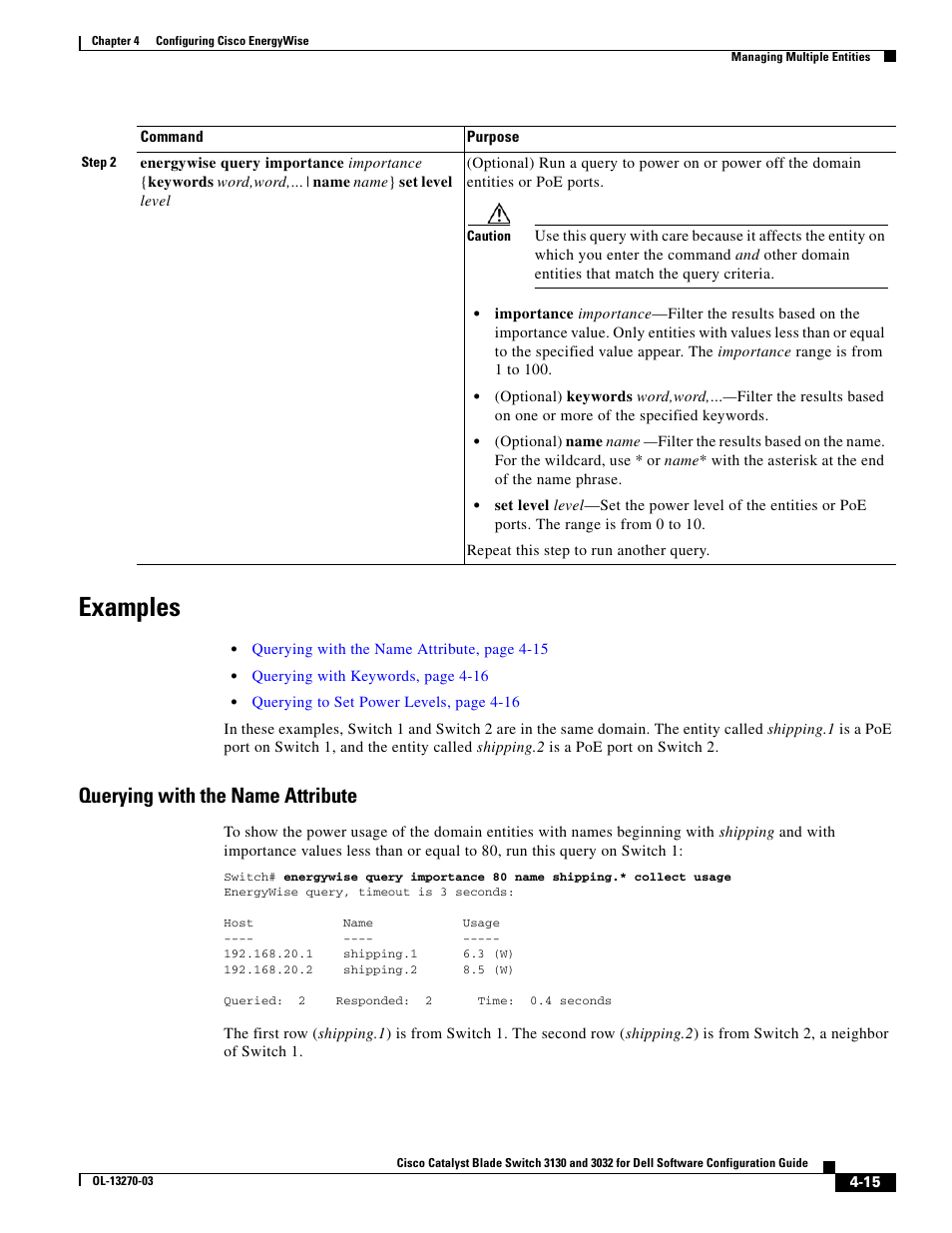 Examples, Querying with the name attribute | Dell POWEREDGE M1000E User Manual | Page 123 / 1316