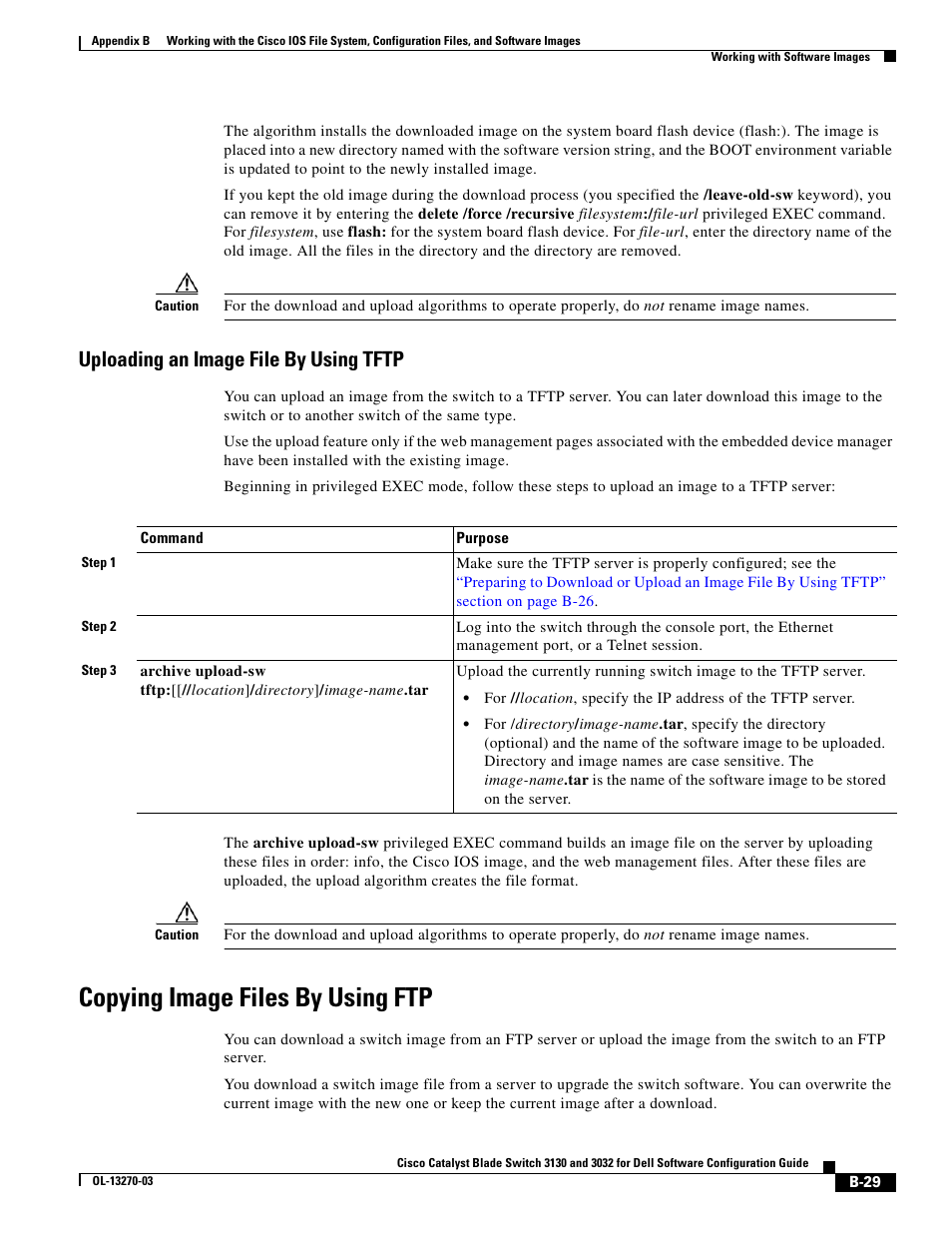 Uploading an image file by using tftp, Copying image files by using ftp | Dell POWEREDGE M1000E User Manual | Page 1235 / 1316