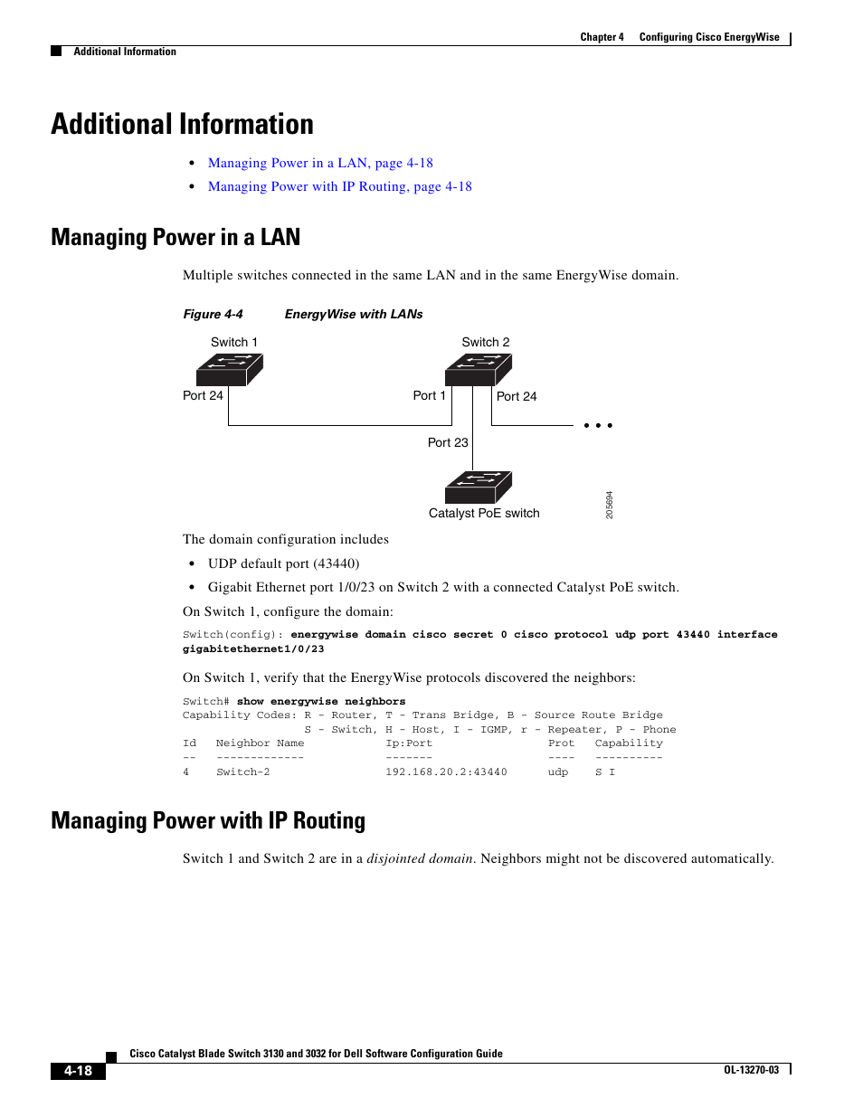 Additional information, Managing power in a lan, Managing power with ip routing | Dell POWEREDGE M1000E User Manual | Page 126 / 1316