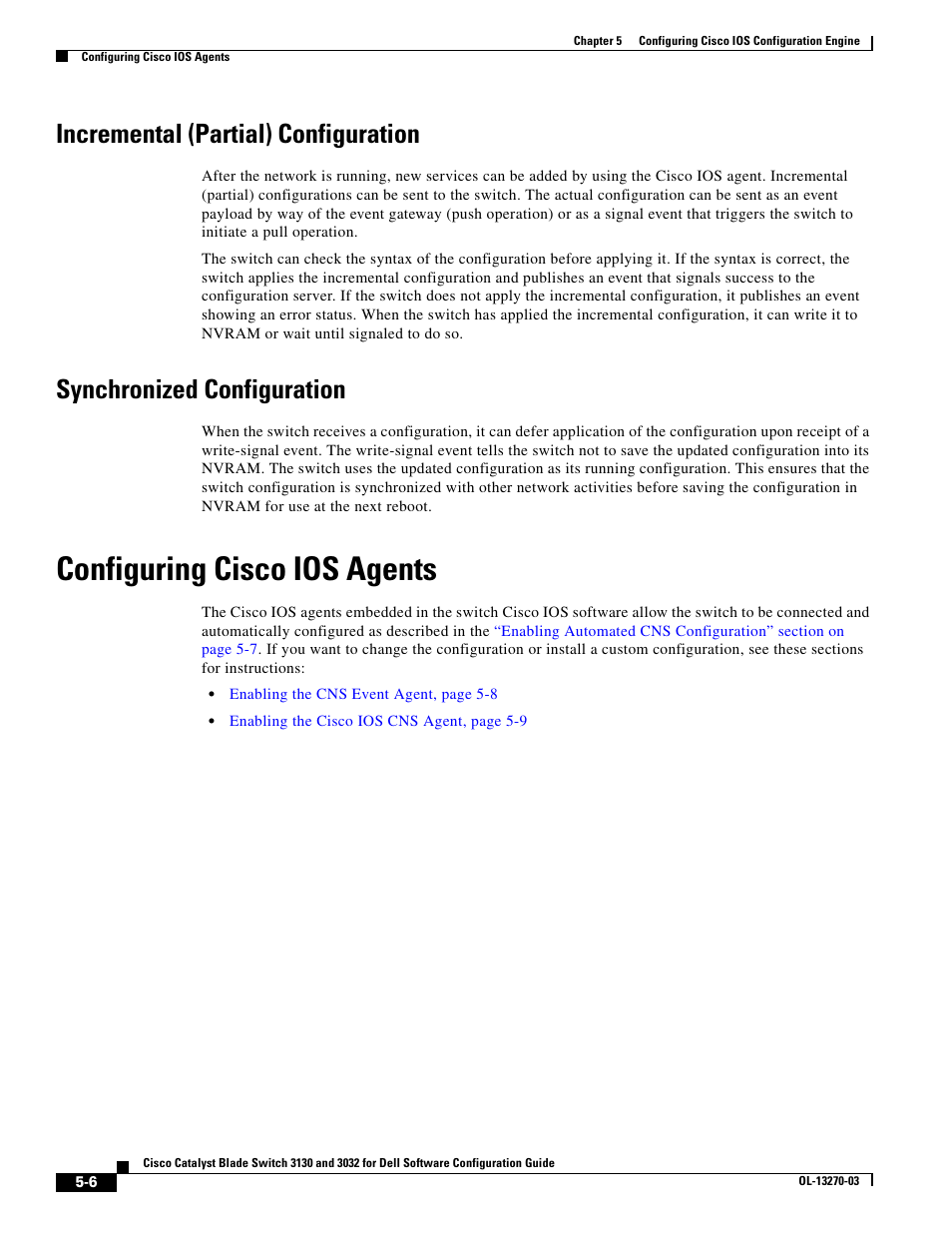 Incremental (partial) configuration, Synchronized configuration, Configuring cisco ios agents | Dell POWEREDGE M1000E User Manual | Page 134 / 1316