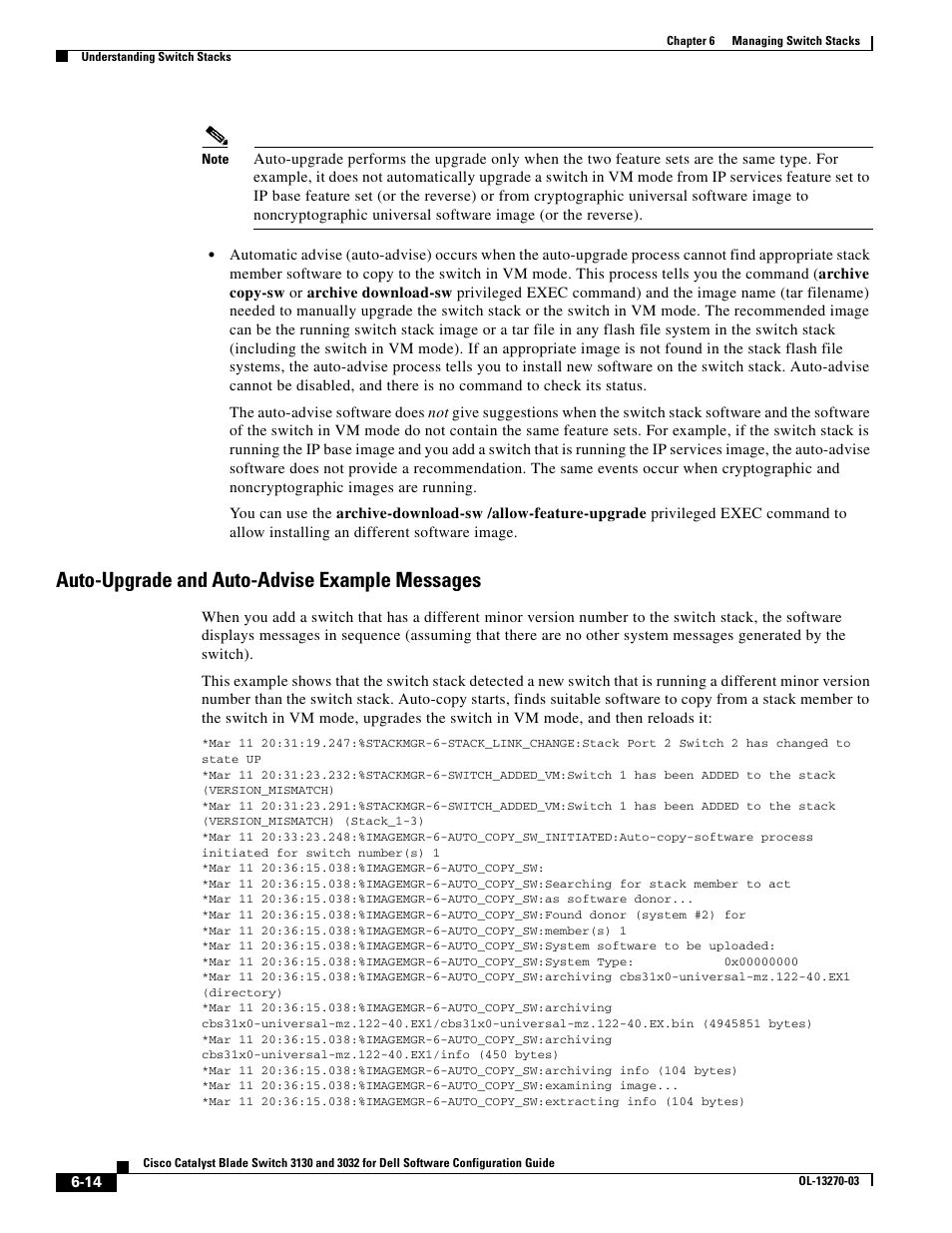 Auto-upgrade and auto-advise example messages | Dell POWEREDGE M1000E User Manual | Page 156 / 1316