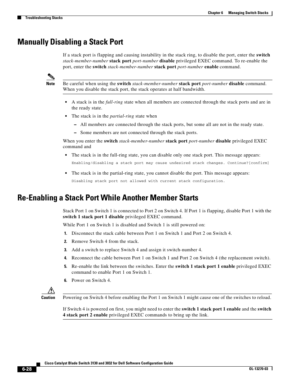 Manually disabling a stack port | Dell POWEREDGE M1000E User Manual | Page 170 / 1316