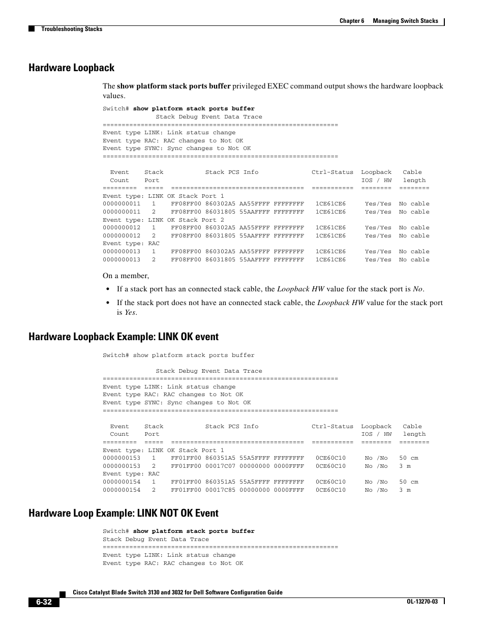 Hardware loopback, Hardware loopback example: link ok event, Hardware loop example: link not ok event | Dell POWEREDGE M1000E User Manual | Page 174 / 1316