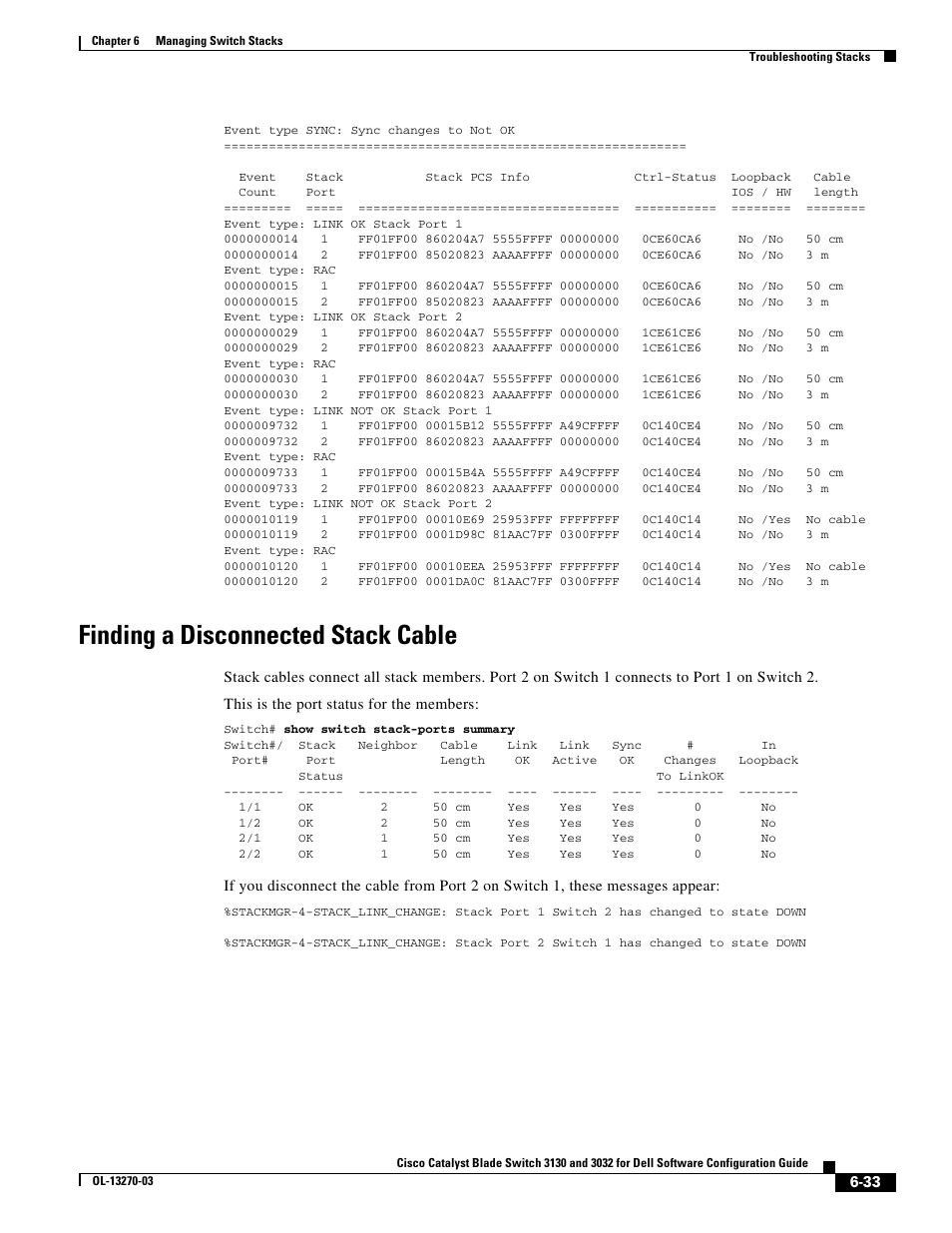 Finding a disconnected stack cable | Dell POWEREDGE M1000E User Manual | Page 175 / 1316