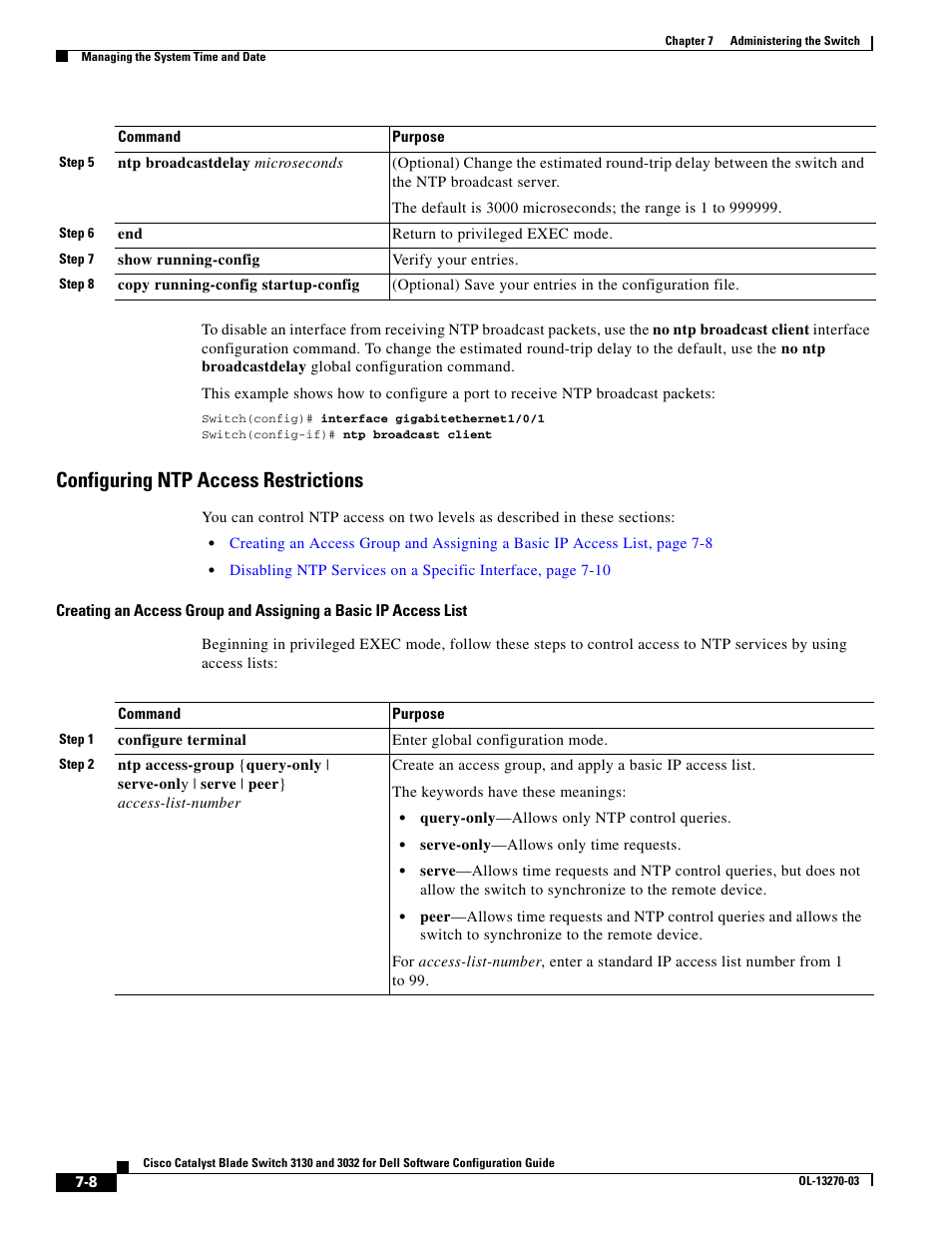 Configuring ntp access restrictions | Dell POWEREDGE M1000E User Manual | Page 184 / 1316