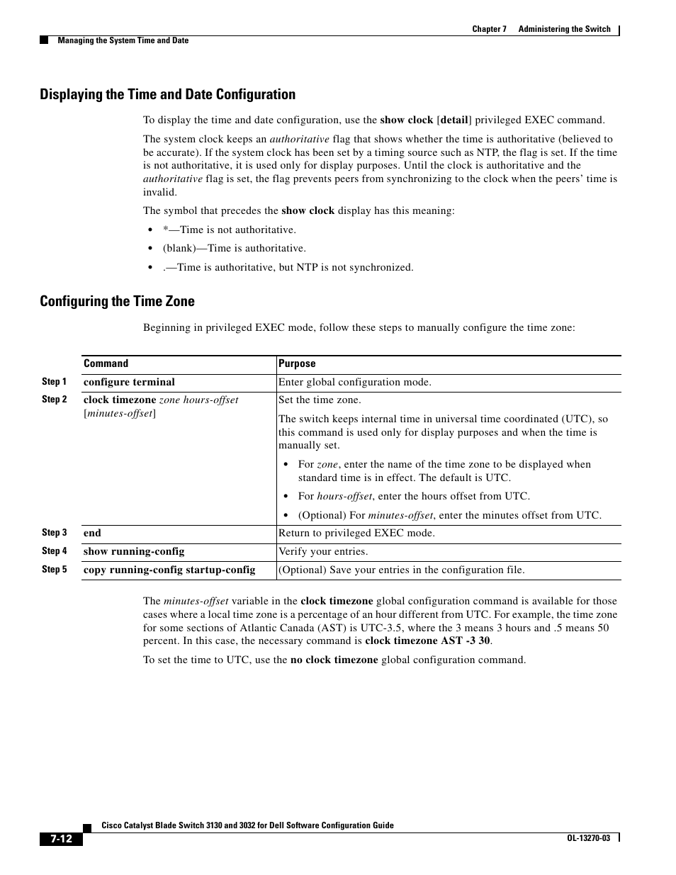 Displaying the time and date configuration, Configuring the time zone | Dell POWEREDGE M1000E User Manual | Page 188 / 1316