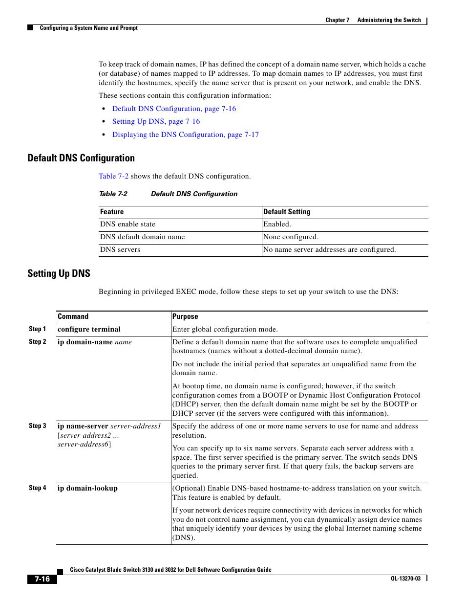 Default dns configuration, Setting up dns | Dell POWEREDGE M1000E User Manual | Page 192 / 1316