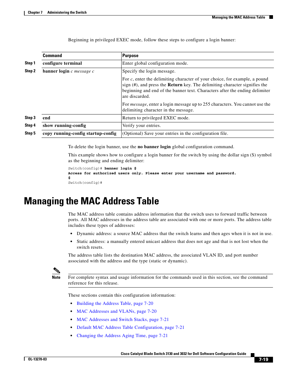 Managing the mac address table | Dell POWEREDGE M1000E User Manual | Page 195 / 1316