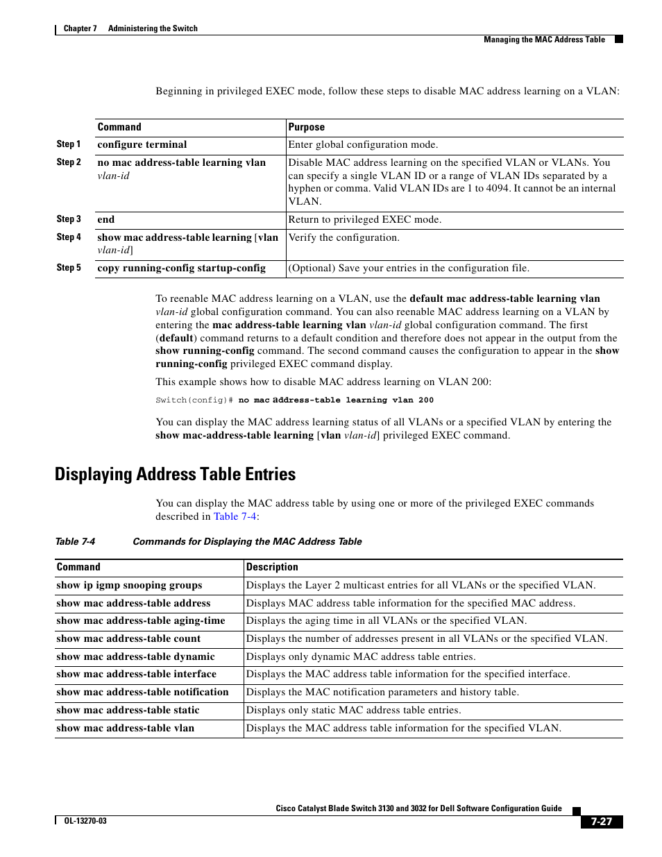 Displaying address table entries | Dell POWEREDGE M1000E User Manual | Page 203 / 1316