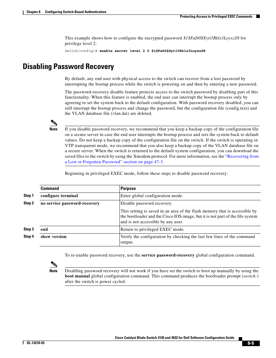 Disabling password recovery | Dell POWEREDGE M1000E User Manual | Page 209 / 1316