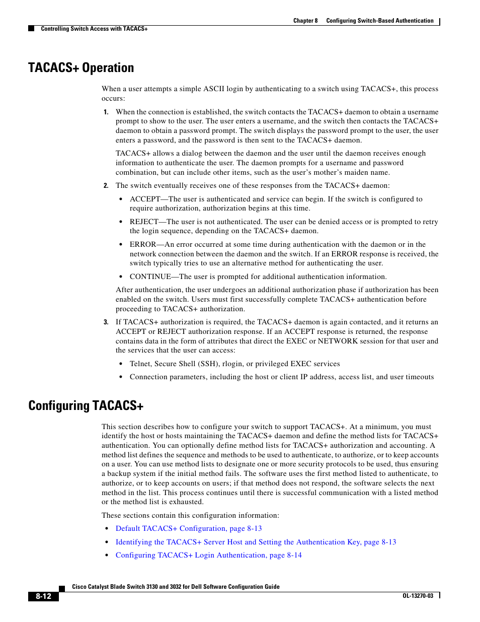 Tacacs+ operation, Configuring tacacs | Dell POWEREDGE M1000E User Manual | Page 216 / 1316