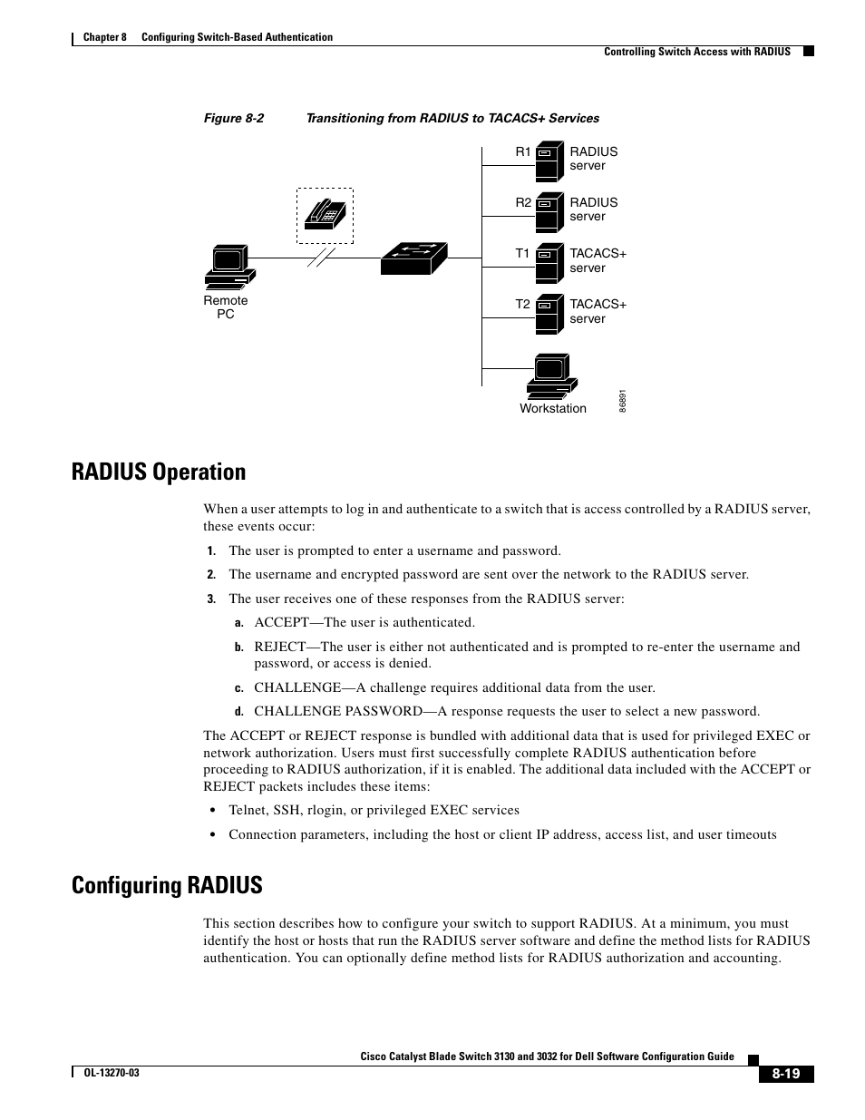 Radius operation, Configuring radius | Dell POWEREDGE M1000E User Manual | Page 223 / 1316