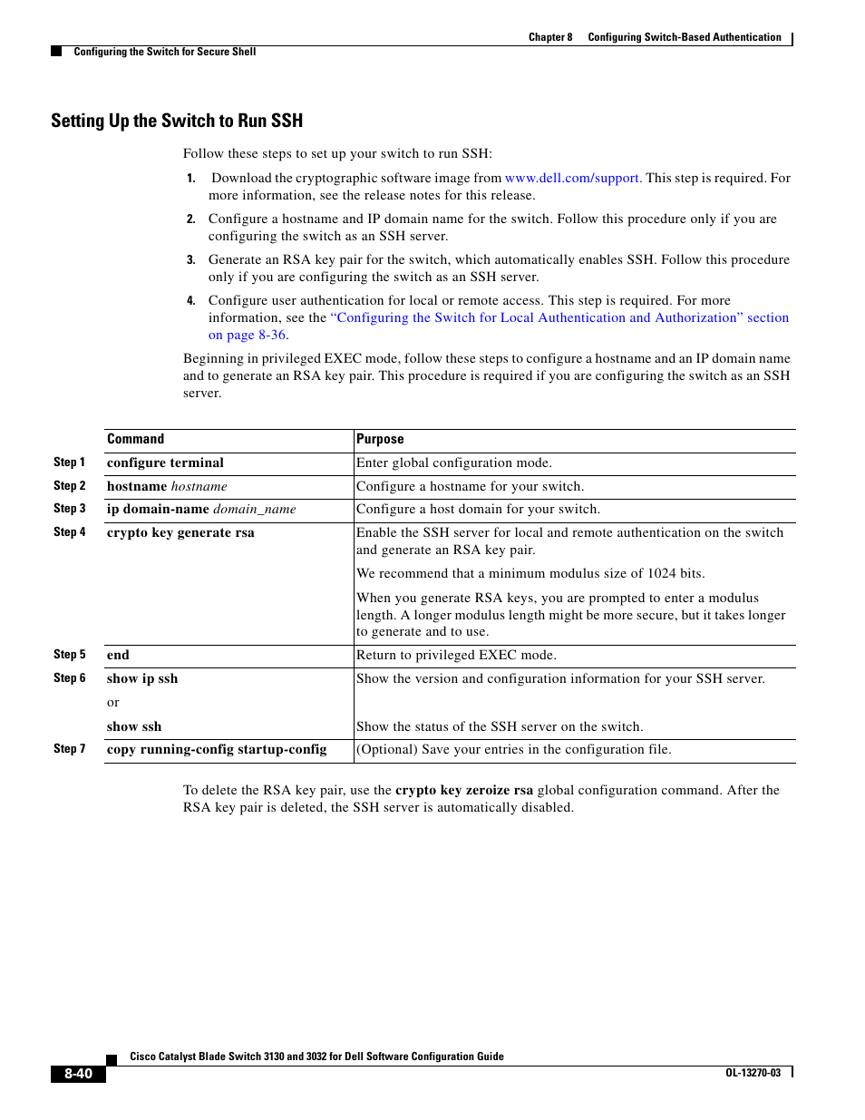 Setting up the switch to run ssh, Setting up the switch | Dell POWEREDGE M1000E User Manual | Page 244 / 1316