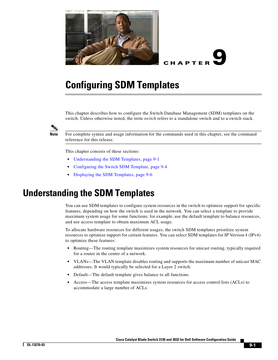 Configuring sdm templates, Understanding the sdm templates, C h a p t e r | Chapter 9, “configuring, Sdm templates | Dell POWEREDGE M1000E User Manual | Page 255 / 1316