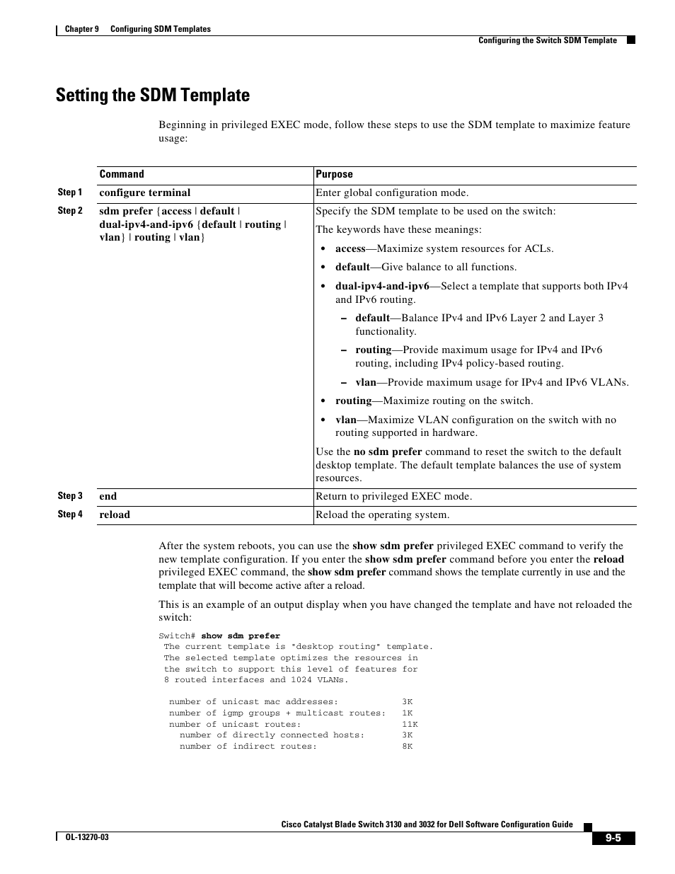 Setting the sdm template | Dell POWEREDGE M1000E User Manual | Page 259 / 1316