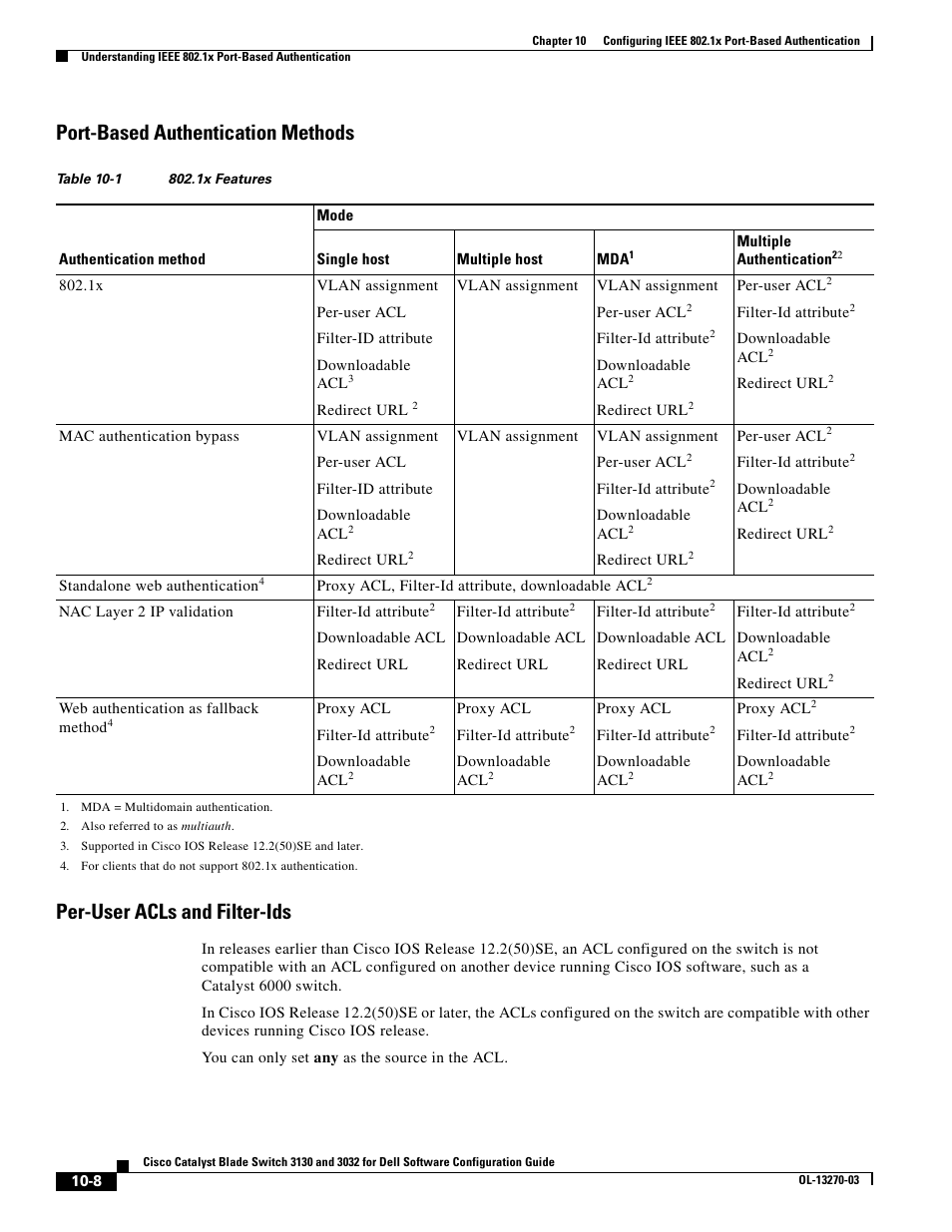 Port-based authentication methods, Per-user acls and filter-ids | Dell POWEREDGE M1000E User Manual | Page 270 / 1316