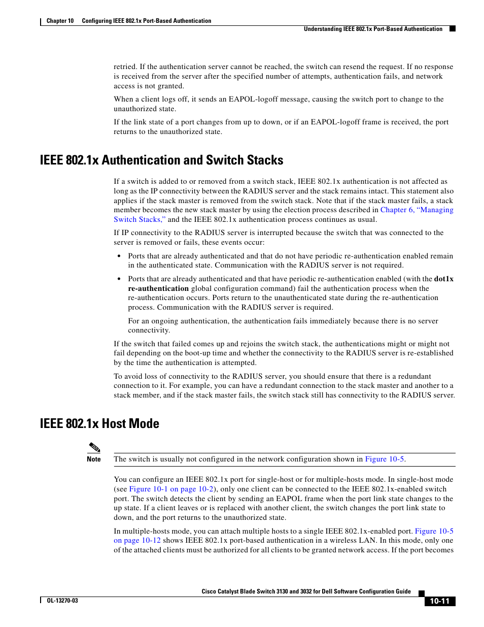 Ieee 802.1x authentication and switch stacks, Ieee 802.1x host mode | Dell POWEREDGE M1000E User Manual | Page 273 / 1316